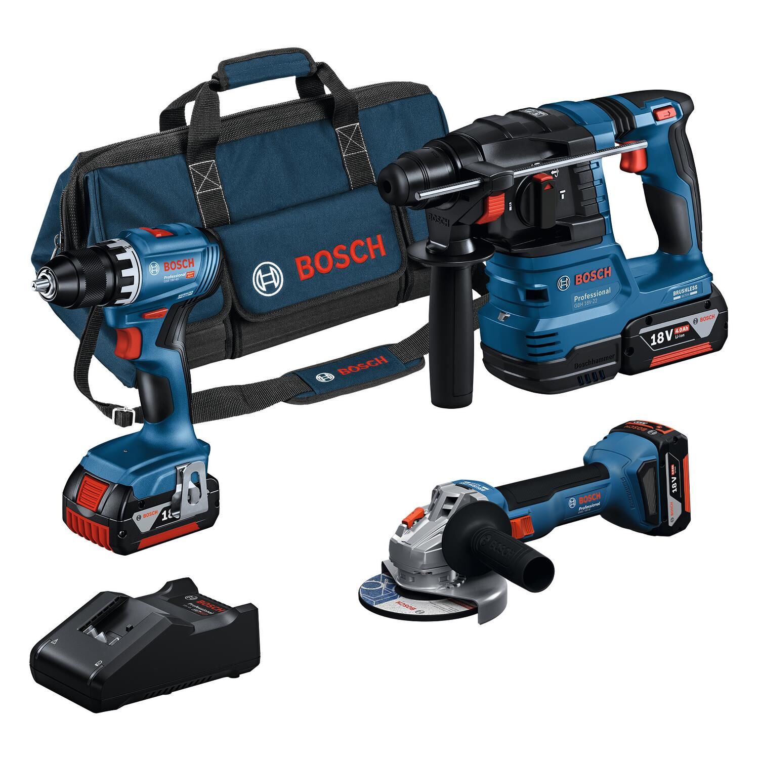 Bosch GSR+GWS+GBH 3X4.Ah 3Lü Set