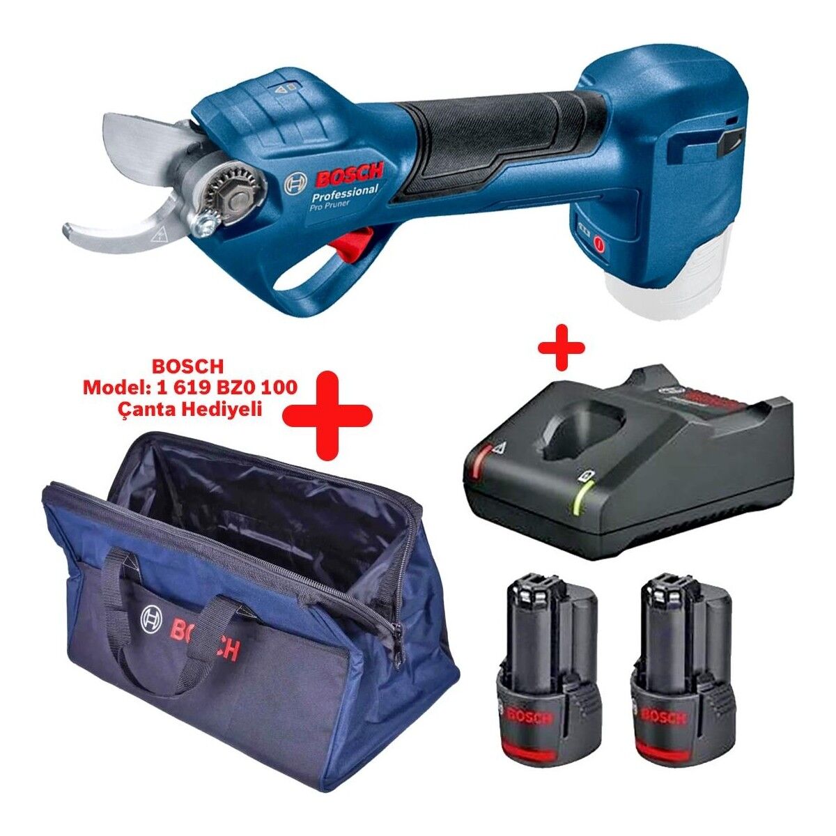 Pro Pruner 12 V 2 Ah Çift Akülü Dal Budama Makası + Bosch Taşıma Çantası