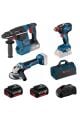 Bosch GBH 18V-26 + GDX 18V-200 + GWS 18V-10 Üçlü Akülü Set (18V - 2x5.0Ah Çift Akülü / Kömürsüz Motorlu) - 0615990N21