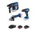Bosch GWS 180-LI + GSB 185-LI + GBH 180-LI Üçlü Makine Seti (4.0 Ah + 2.0 Ah) - 0611911120-SET