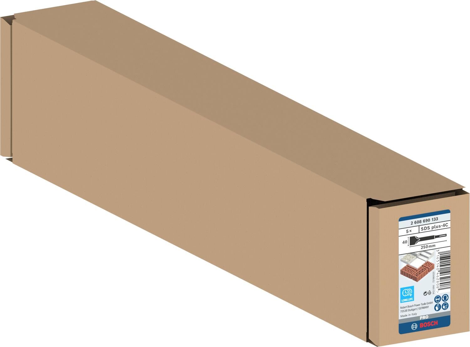 Bosch SDS Plus Yassı Keski (250 x 40 mm / 5'li Paket) - 2608690133