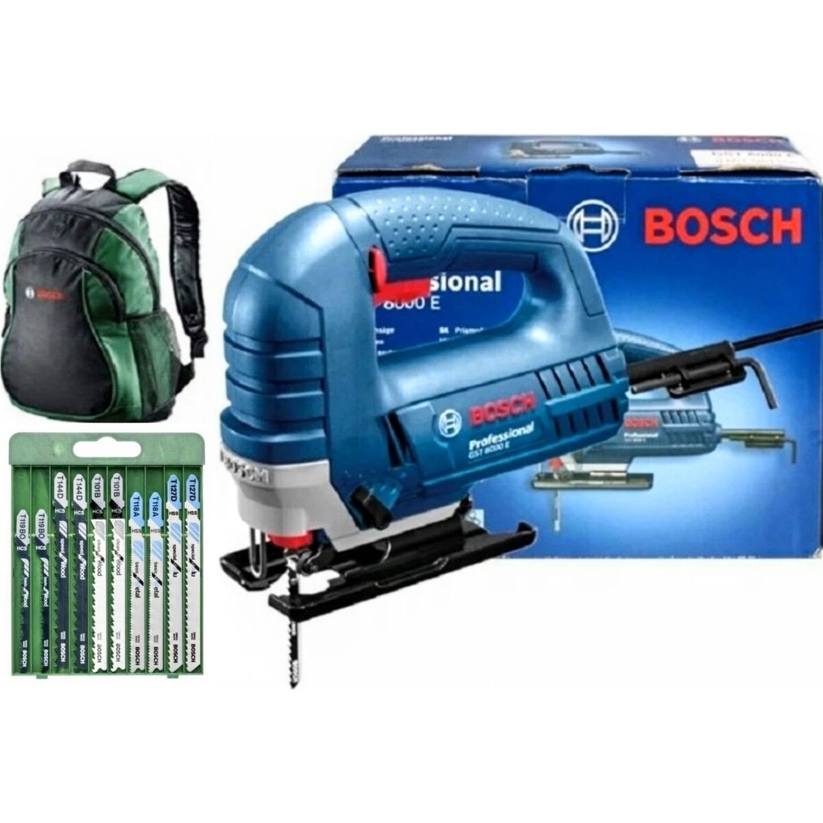 Bosch GST 8000 E Dekupaj Testere (10'lu Uç Seti ve Sırt Çantası Hediyeli) - 060158H000-SET