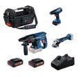 Bosch 3'lü Makine Seti (GSR 180-LI + GBH 180-LI + GWS 180-LI) 2x5.0Ah + Hediye GWT 20 Alet Çantası