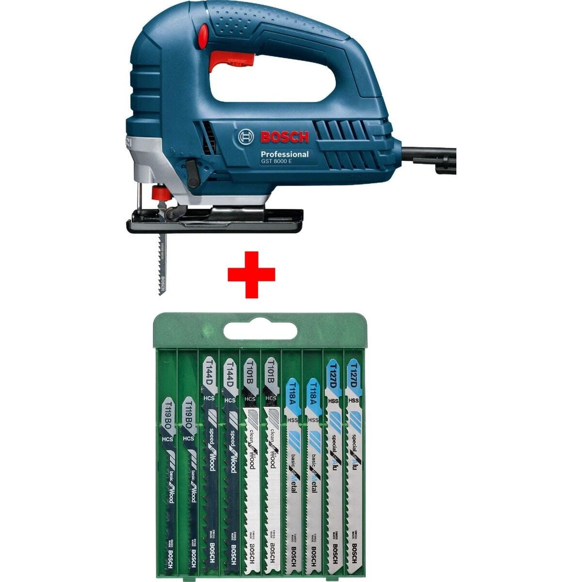 Bosch GST 8000 E Dekupaj Testere (710 W) + 10 Parça Karışık Testere Bıçağı Seti - 060158H000-SET