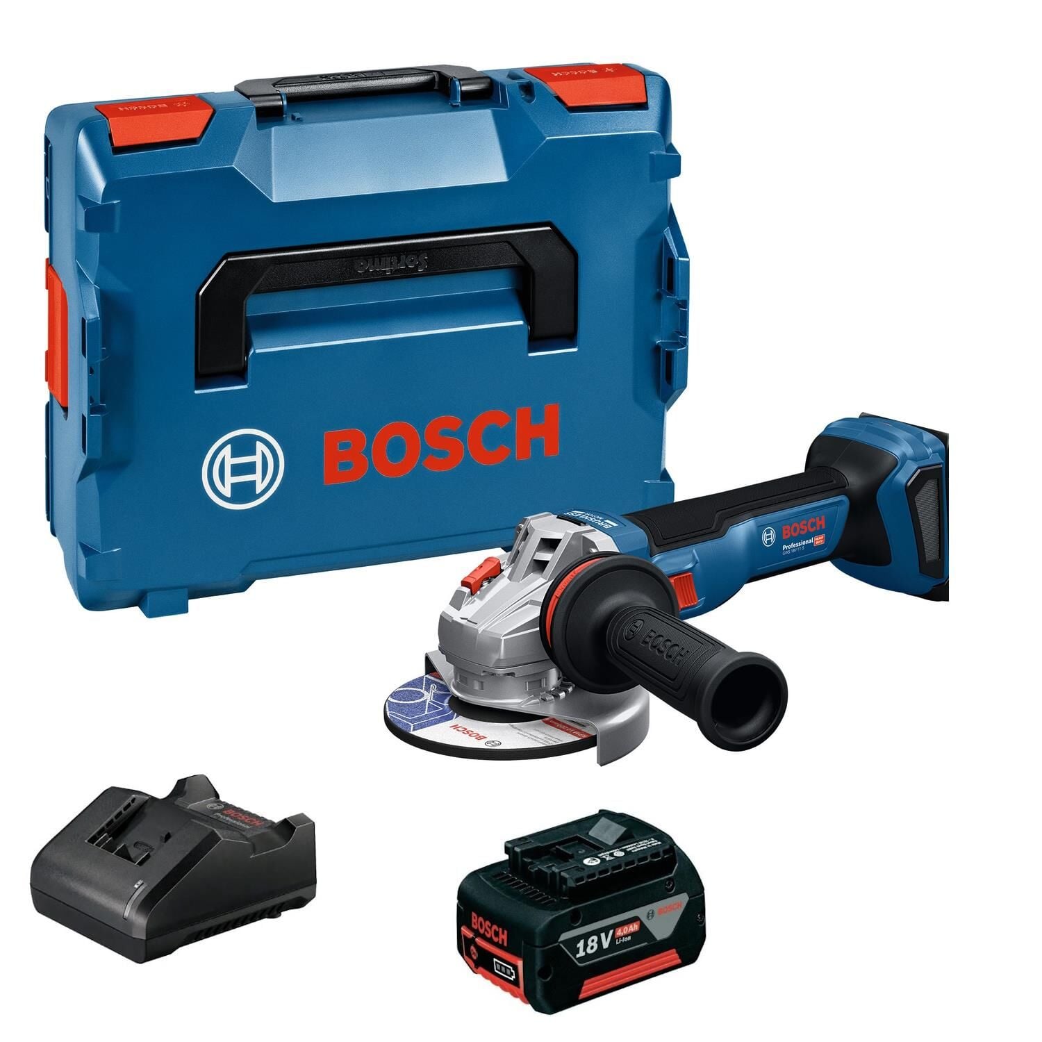 Bosch GWS 18V-11 S Devir Ayarlı Akülü Taşlama Seti (1x4.0 Ah - 125 mm) - 06019N4000-SET