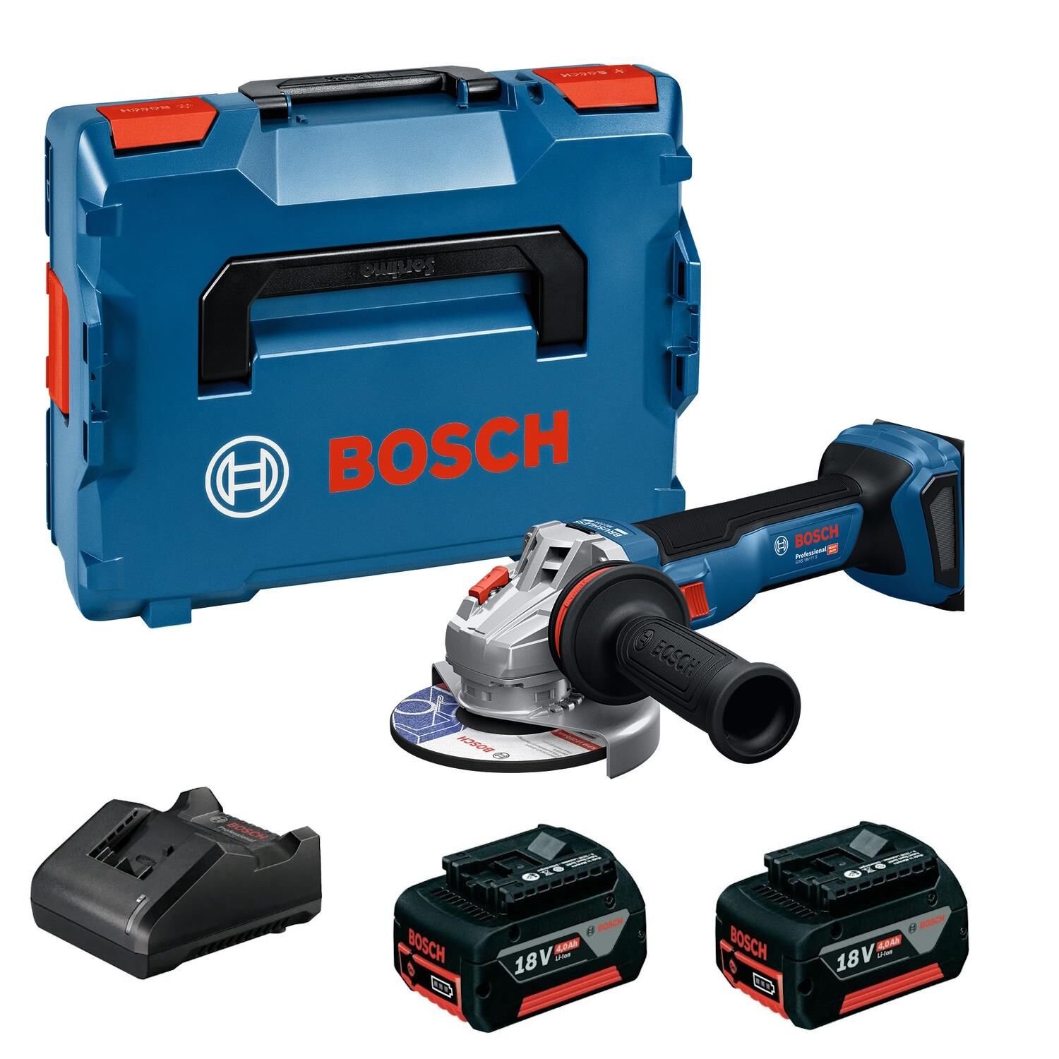 Bosch GWS 18V-11 S Devir Ayarlı Akülü Taşlama Seti (2x4.0 Ah - 125 mm) - 06019N4000-SET