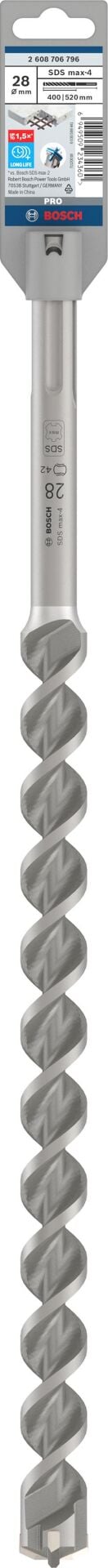 Bosch SDS Max-4 Beton Delici Matkap Ucu (28 x 400 x 520 mm) - 2608706796
