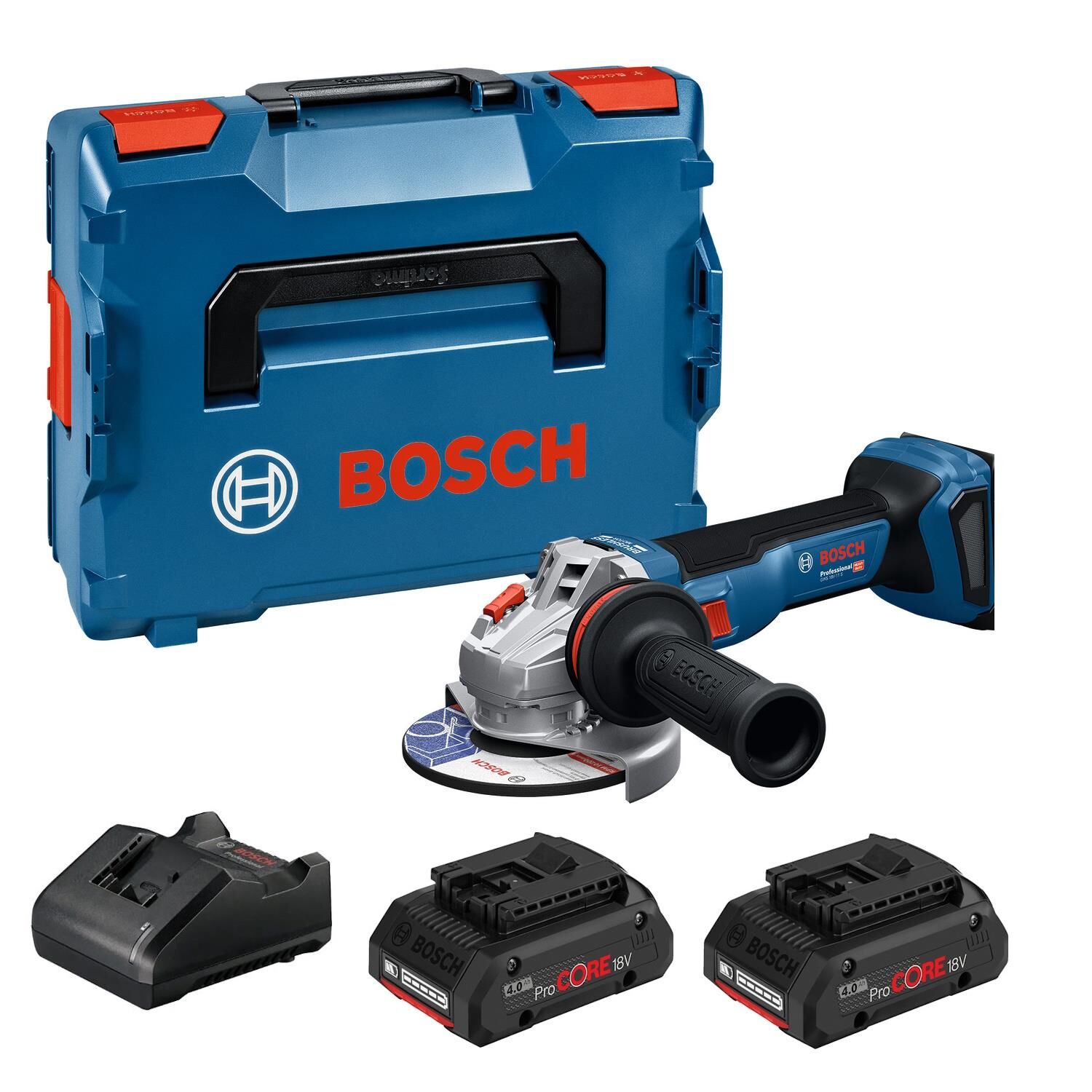 Bosch GWS 18V-11 S Akülü Avuç Taşlama Makinesi (2 x 4.0 Ah ProCORE / GAL 18V-40) - 06019N4000-SET
