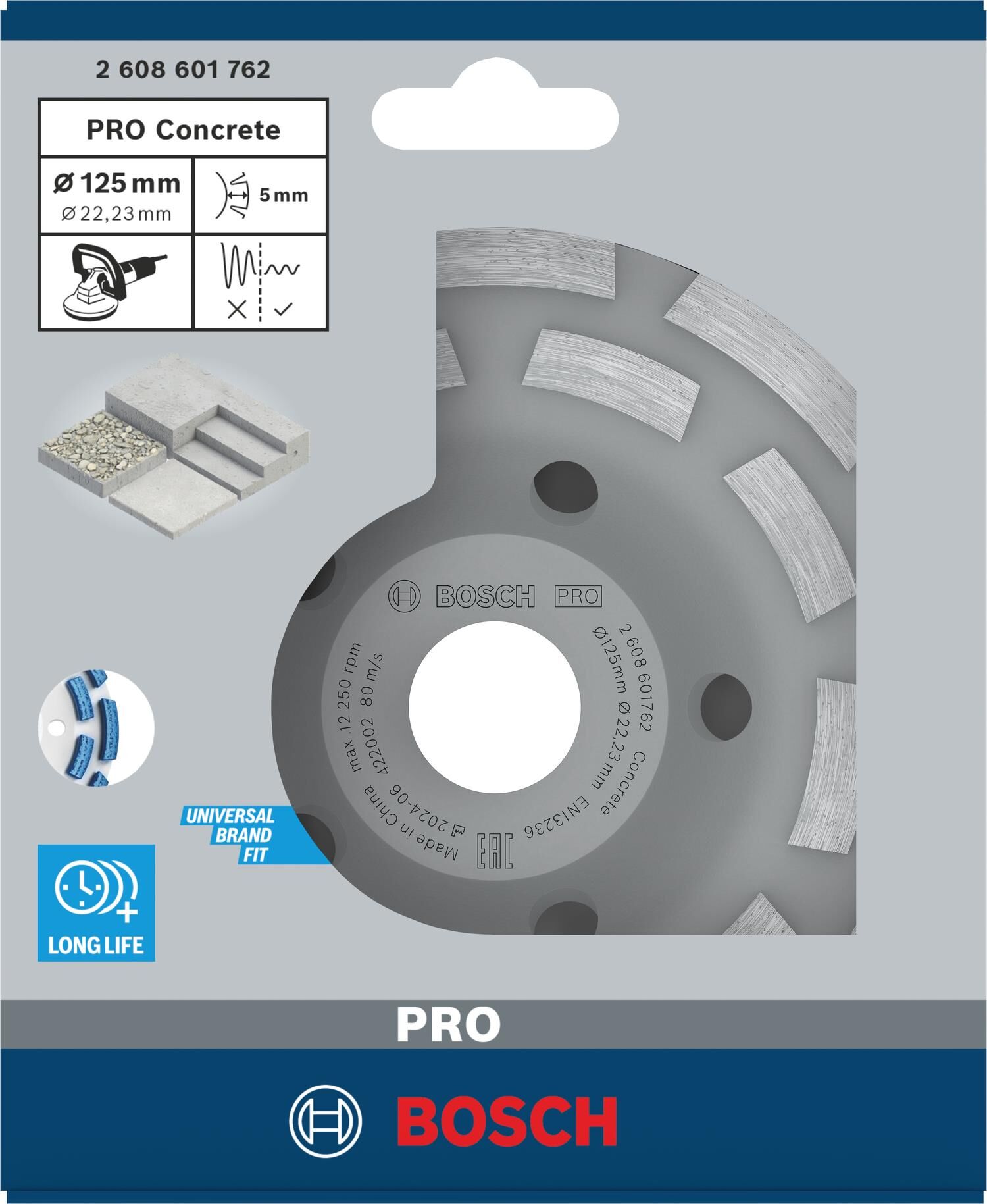 Bosch Expert for Concrete 125 mm Elmas Çanak Disk (Uzun Ömürlü) - 2608601762