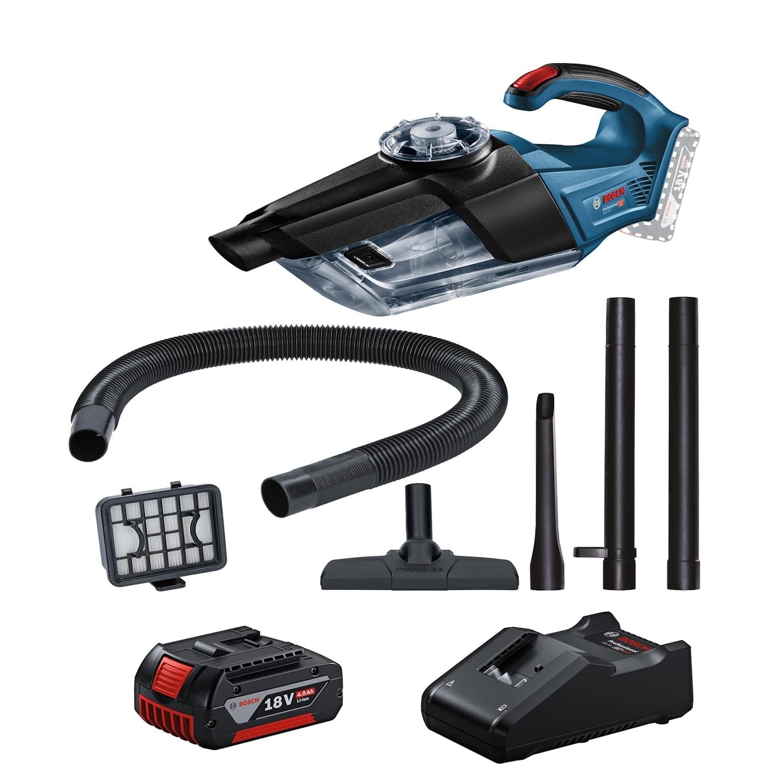 Bosch GAS 18V-1 Akülü El Süpürgesi Seti (1x4.0 Ah Akü + GAL 18V-40) - 06019C6200-SET