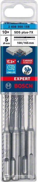 Bosch Expert SDS Plus-7X Matkap Ucu (5 x 100 x 165 mm - 10 Adet) - 2608900158