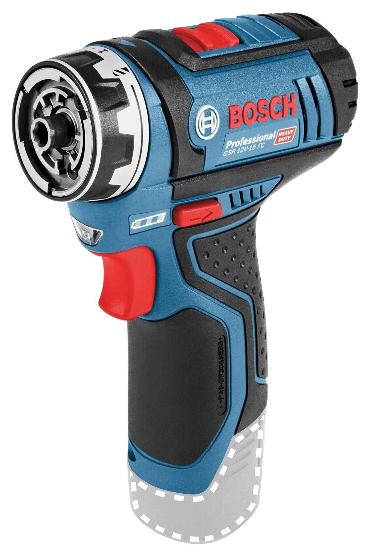 Bosch GSR 12V-15 FC Akülü Delme Vidalama Makinesi (12V - 30/15 Nm Tork - FlexiClick Çok Fonksiyonlu Sistem - 2 Vitesli Şanzıman - Solo/Aküsüz) - 06019F6004