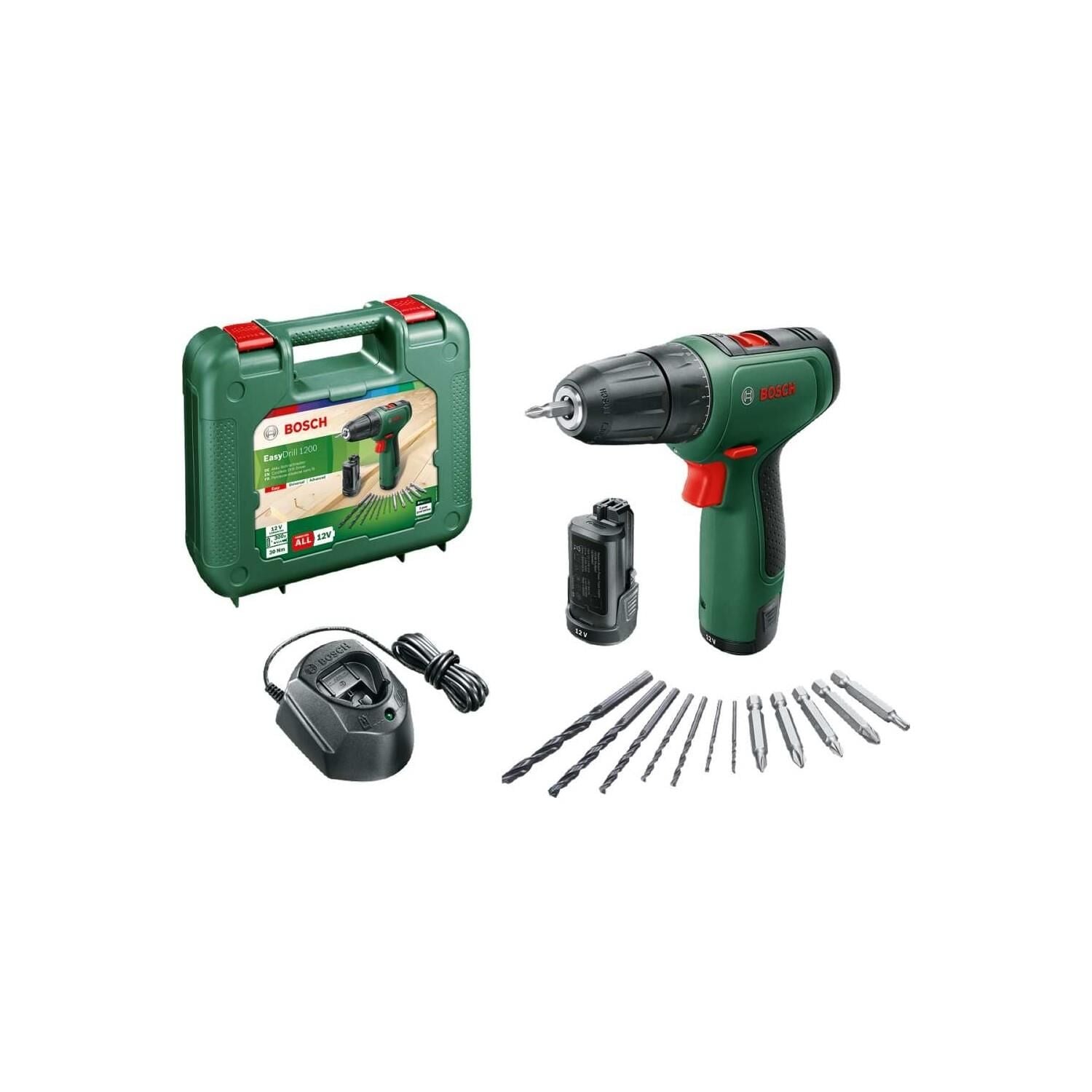 Bosch EasyDrill 1200 Akülü Delme ve Vidalama Makinesi (2 x 1,5 Ah Akü + Şarj Cihazı + Çanta) - 06039D3007