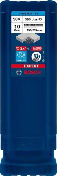 Bosch Expert SDS Plus-7X Beton Matkap Ucu (10 x 150 x 215 mm - 50'li Paket) - 2608900194