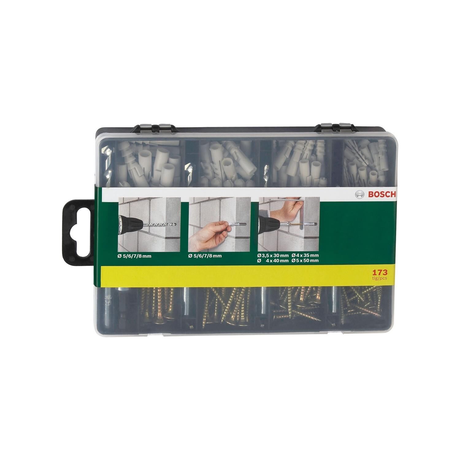 Bosch 173 Parça Aksesuar ve Sabitleme Seti (Matkap Uçları, Vida ve Dübel) - 2607019511