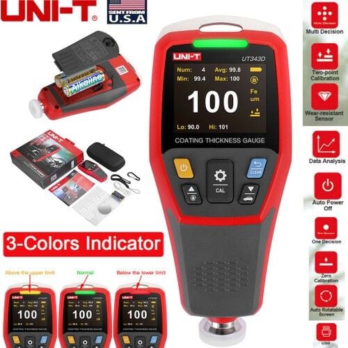 UNI-T UT343D Profesyonel Dijital Boya Kalınlık Ölçer (Kaplama Kalınlığı Test Cihazı)