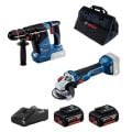 Bosch GWS 180-LI + GBH 18V-187-LI One Chuck Akülü İkili Set (18V - 2 x 4.0 Ah / Taşıma Çantalı) - 0601912221