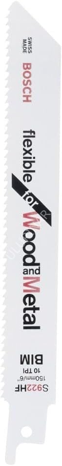 Bosch Flexible for Wood and Metal S 922 HF Panter Testere Bıçağı (150 mm / 5'li Paket) - 2608656016