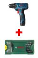 Bosch GSR 120-LI Akülü Delme Vidalama Makinesi (12V - 2 x 2.0 Ah Akü + 15 Parça X-Line Aksesuar Seti) - 06019G8000-SET