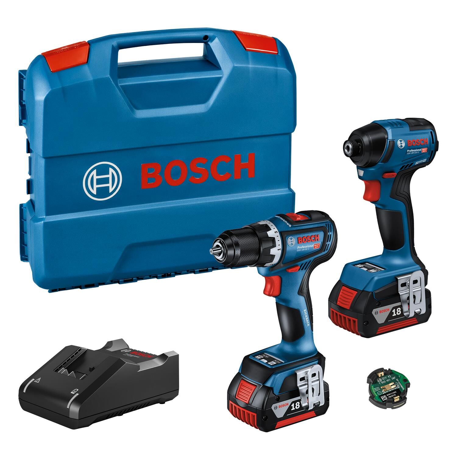 Bosch GSR 18V-90 C + GDR 18V-220 C Akülü Set (2 x 4.0 Ah ProCORE / GAL 18V-40) - 06019L6023