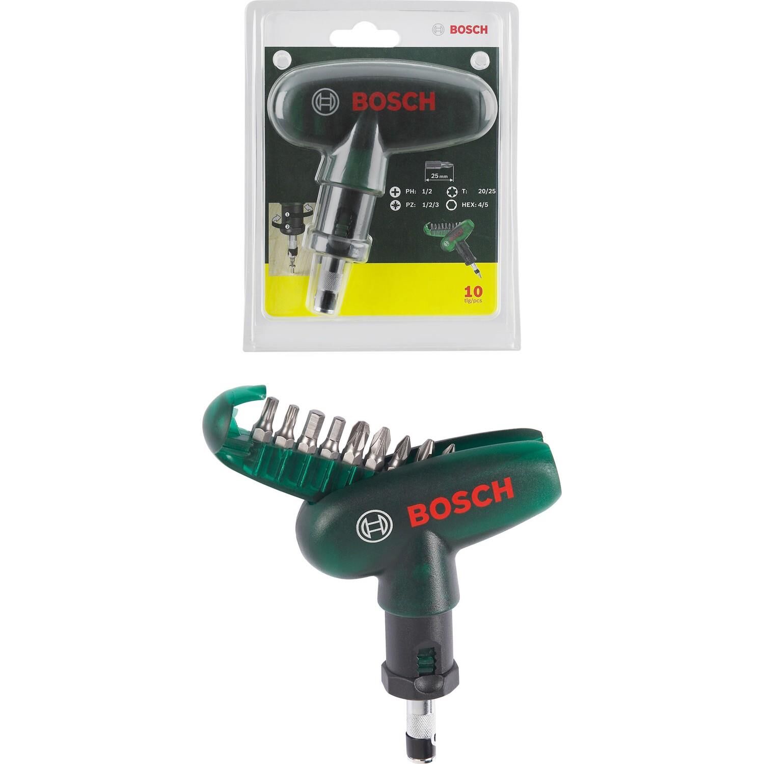 Bosch 10 Parça Cırcırlı Cep Tornavida Seti (Kompakt Tasarım) - 2607019510