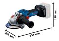 Bosch GWS 18V-15 S Akülü Avuç Taşlama (125 mm - Kömürsüz - Hız Ayarlı - Solo/Aküsüz) - 06019M6000