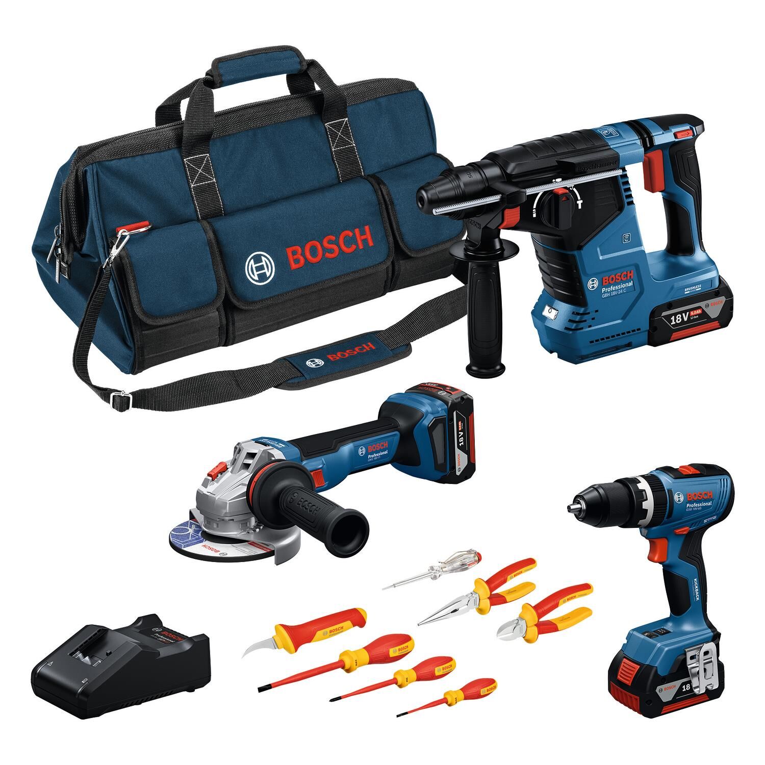 Bosch GSB 18V-65 + Bosch GWS 18V-11 + Bosch GBH 18V-24 C 3x5.0Ah Set 0615A5007H 0 615 A50 07H