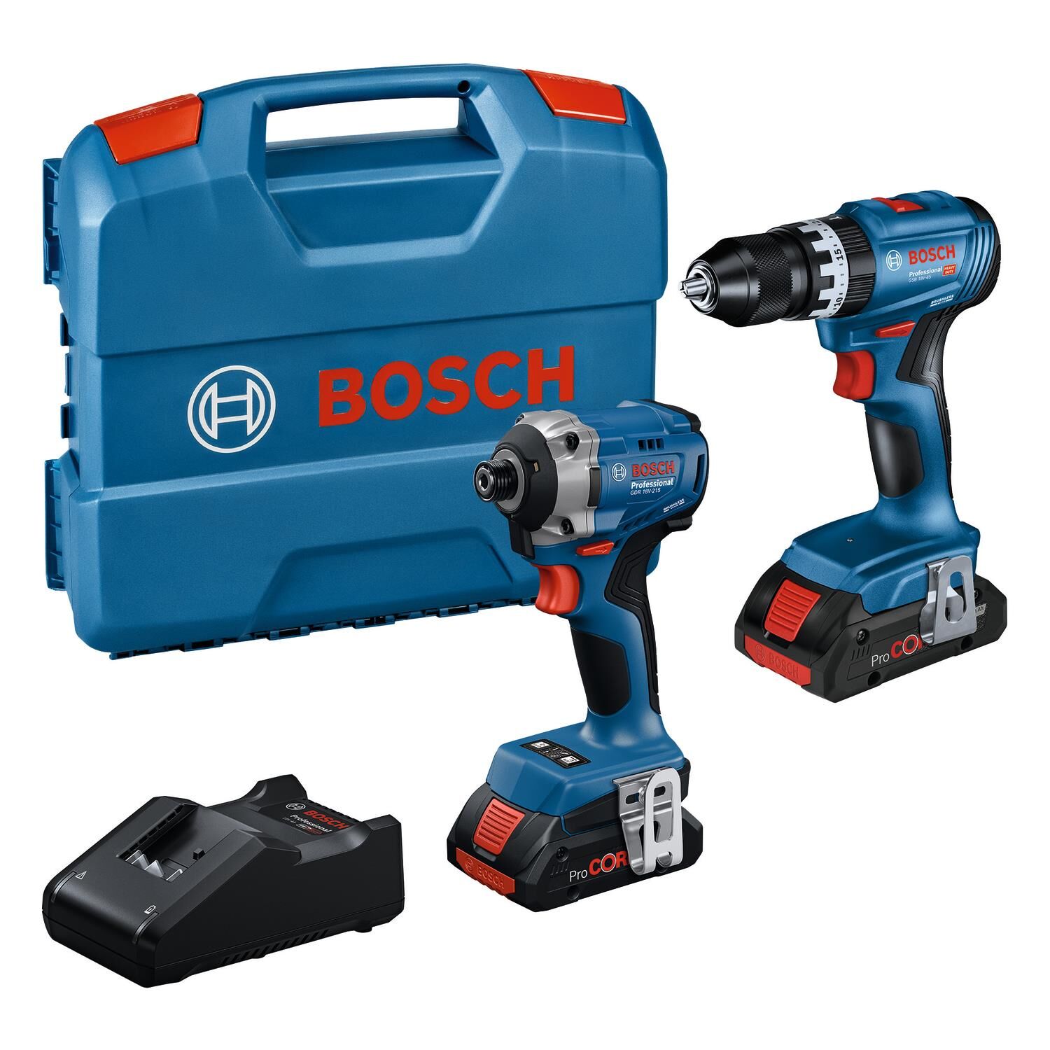 Bosch GSB 18V-45 + GDR 18V-215 Akülü Kombo Set (2 x 4.0 Ah ProCORE Akü - GAL 18V-40) - 0615A50069