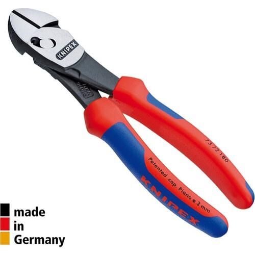 Knipex 73 72 180 TwinForce Yan Keski (180 mm - Patentli Çift Eklemli Tasarım - Ekstrem Kesme Kapasitesi - Çok Bileşenli Kılıflı Sap)