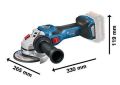 Bosch GWS 18V-15 C Akülü Avuç Taşlama Makinesi (2 x 4.0 Ah ProCORE / GAL 18V-160 C) - 06019H6000-SET