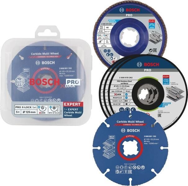 Bosch Pro 125 mm X-Lock Kesme ve Flap Zımpara 5li Set 2608619374 2 608 619 374