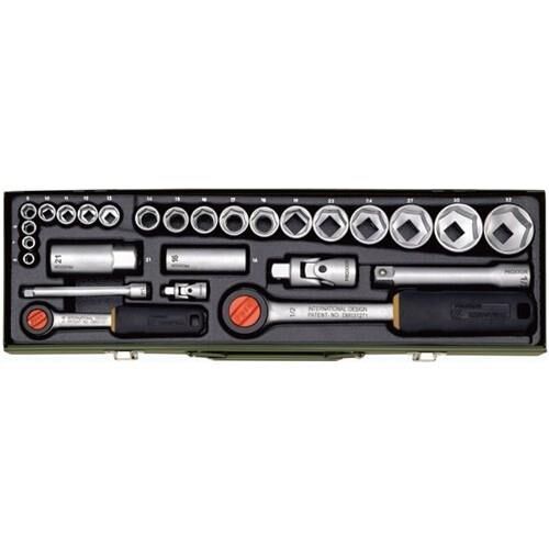 Proxxon 23020 Lokma Anahtar Takımı (27 Parça - 1/4'' ve 1/2'' Kombine Sürücü - 4 - 32 mm - Cr-V Çelik) - PROX23020