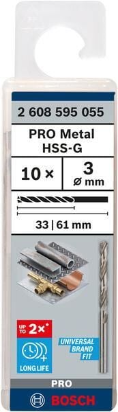 Bosch HSS-G Metal Matkap Ucu 3x61 mm 10lu 2608595055 2 608 595 055