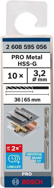 Bosch HSS-G Metal Matkap Ucu 3,2x65 mm 10lu 2608595056 2 608 595 056