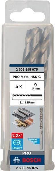 Bosch Profesyonel HSS-G Hassas Taşlanmış Metal Matkap Ucu (9 x 81 x 125 mm - 5'li Paket) - 2608595075