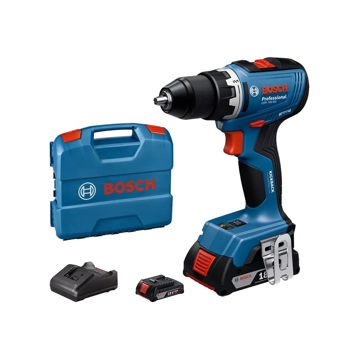 Bosch GSR 18V-65 Akülü Delme ve Vidalama Makinesi (2 x 2.0 Ah Akü + Şarj Cihazı Dahil) - 0.601.9N3.005-SET