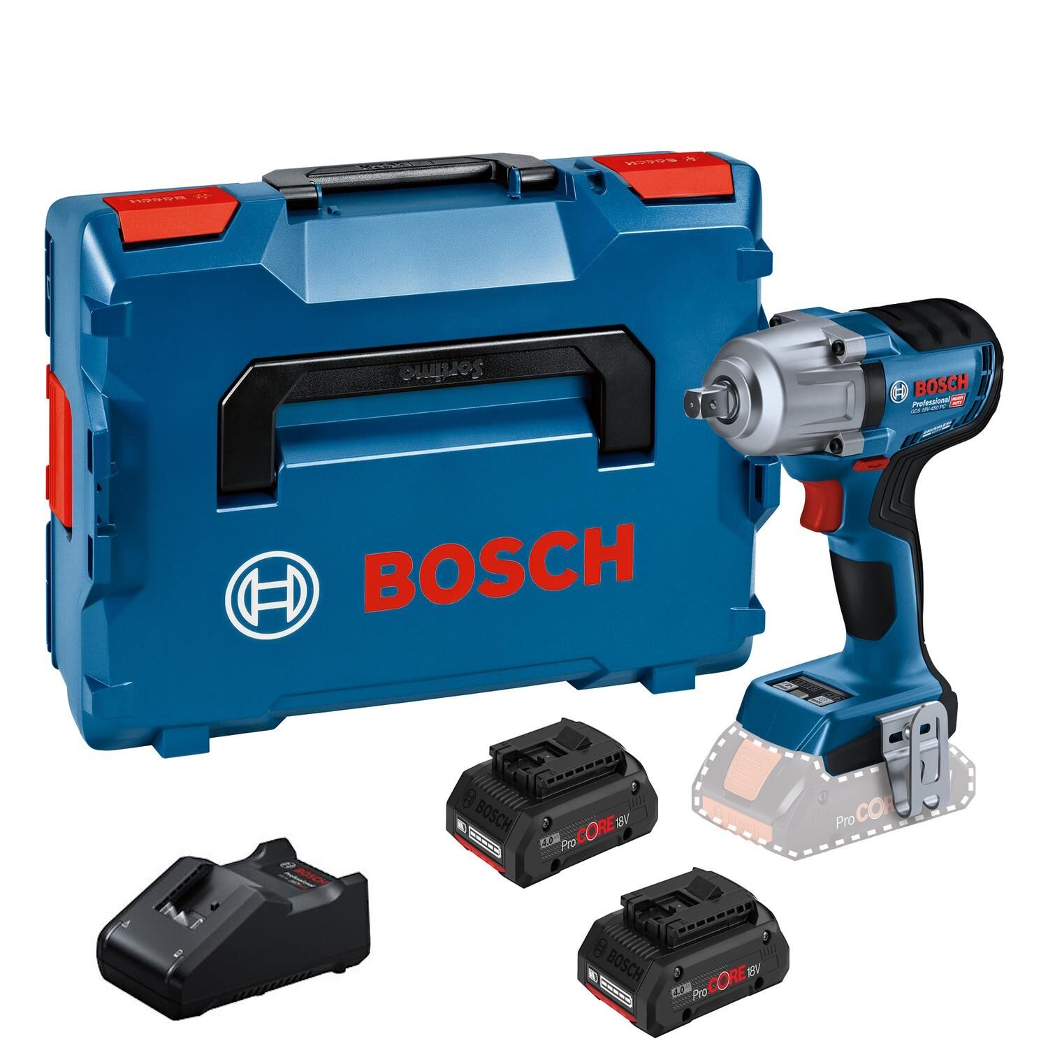 Bosch GDS 18V-450 PC Akülü Darbeli Somun Sıkma Seti (2 x 4.0 Ah ProCORE Akü) - 06019K4102