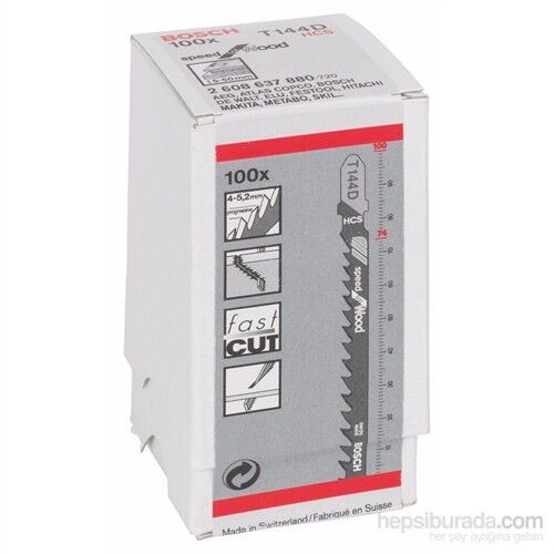 Bosch Dekupaj Bıçağı T 144 D Speed For Wood 100'Lü 2608637880
