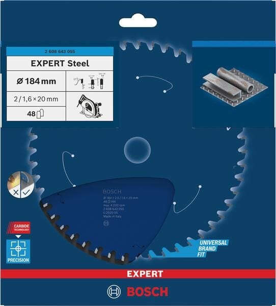 Bosch Expert for Steel Dairesel Metal Kesme Testeresi (184x20 mm - 48 Diş) - 2608643055