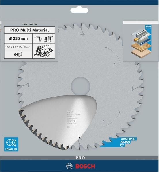 Bosch Multi Material Daire Testere 235x30/25 mm 64 Diş 2608640514 2 608 640 514