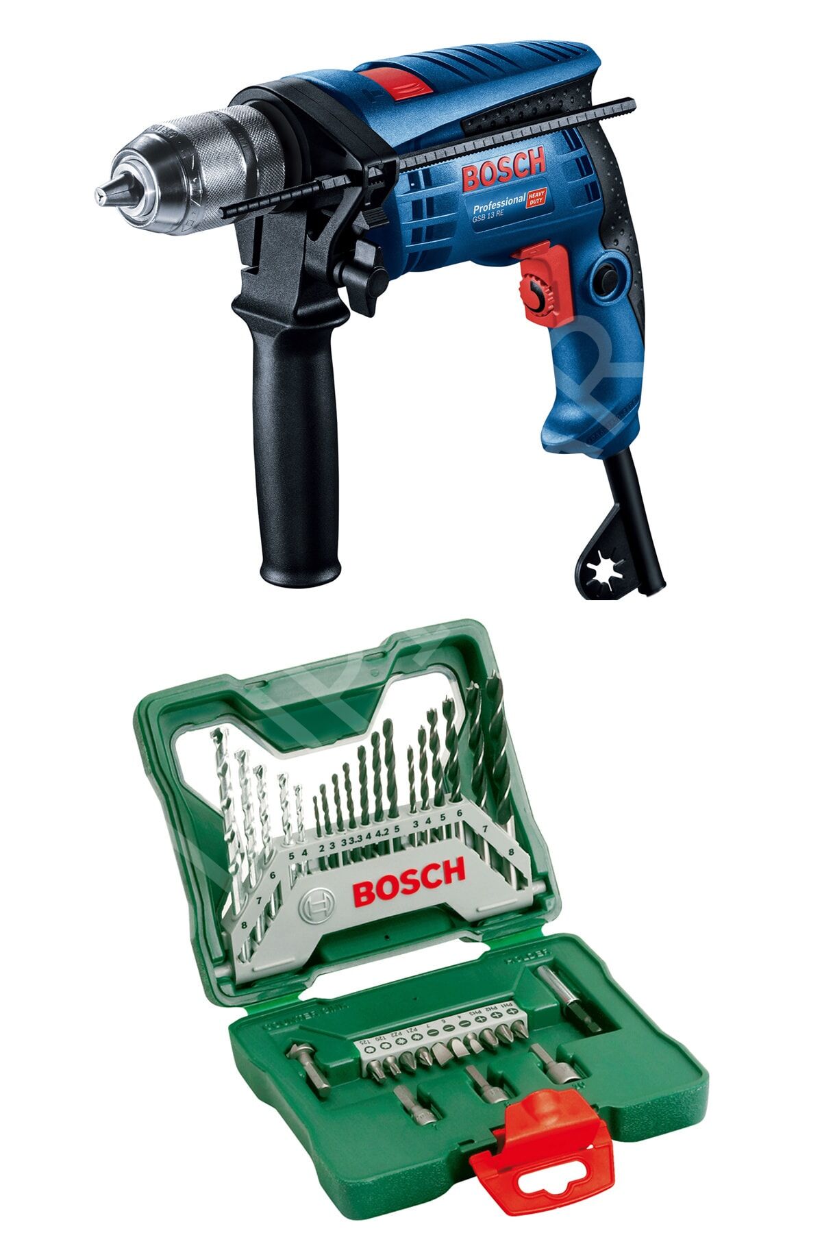 Bosch GSB 13 RE Darbeli Matkap ve X-Line 33 Parça Aksesuar Seti - 0601217100-SET