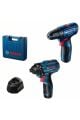 Bosch GSR 120-LI + GDR 120-LI 2'li Akülü Set (12V 2.0Ah Çift Akülü) - 06019G8023