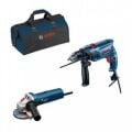 Bosch GSB 550 + GWS 750-125 Elektrikli İkili Set (550W Matkap + 750W Avuç Taşlama) - 0615990M3M