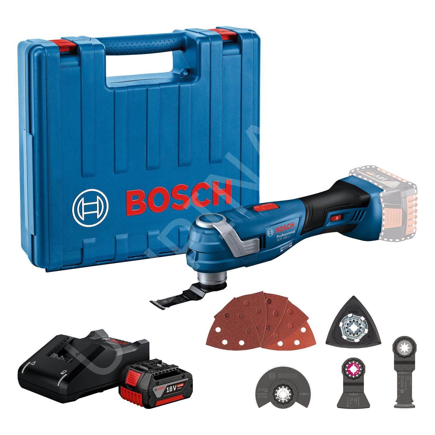Bosch GOP 185-LI Akülü Çok Amaçlı Raspalama Makinesi (1 x 4.0 Ah Akü + Şarj Cihazı + Aksesuar Seti) - 06018G2021