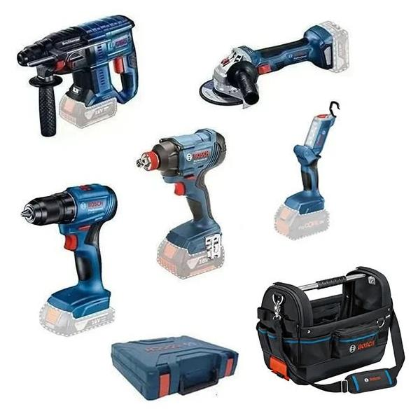 Bosch GBH 180-LI + GWS 180-LI + GSR 185-LI + GDX 180-LI + GLI 18V-300 Akülü 5'li Makine Seti (18V - 3 x 4.0 Ah) - 0611911120-SET