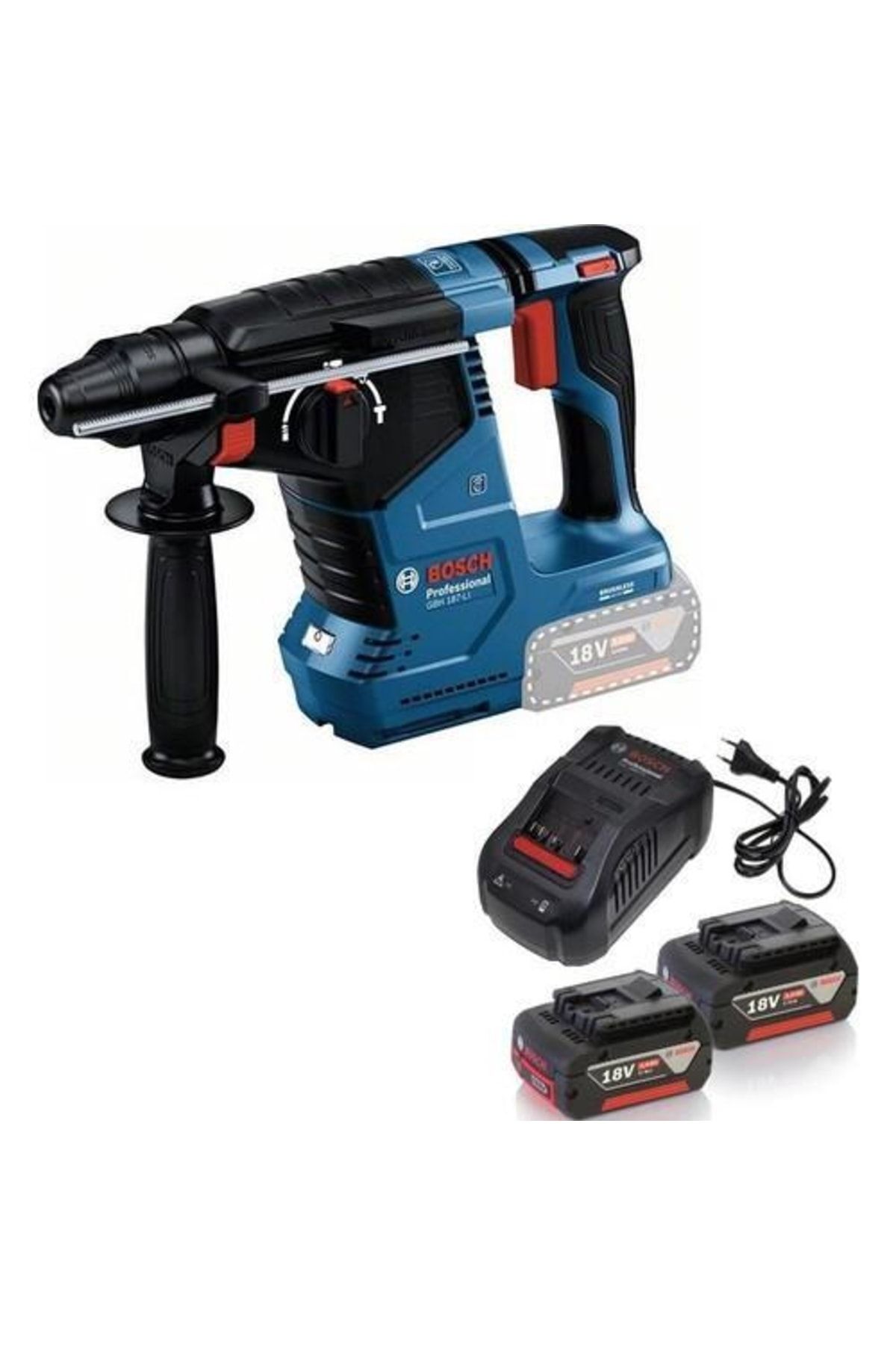 Bosch GBH 187-LI Akülü Kırıcı Delici (18V - 2.4 J - 2x5.0 Ah) - 0611923021