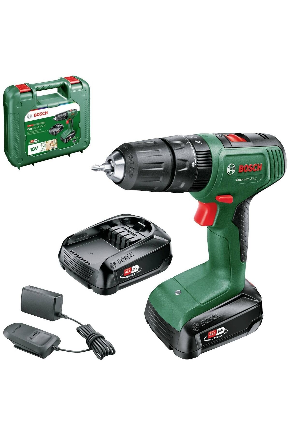 Bosch EasyImpact 18V-40 Akülü Darbeli Delme ve Vidalama Makinesi (18V - 2x2.0Ah Akü ve Şarj Cihazı ile) - 06039D8108