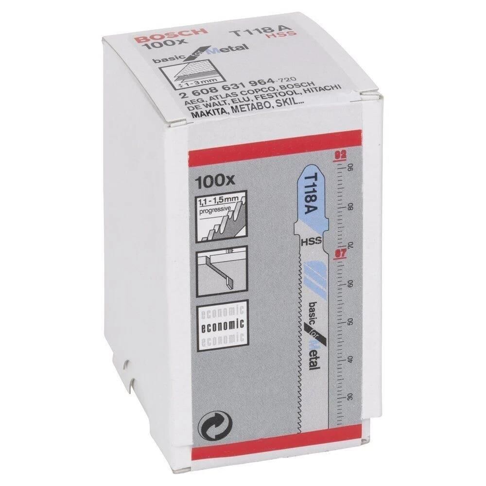 Bosch T 118 A Basic for Metal Dekupaj Testere Bıçağı (100 Adet / HSS) - 2608631964