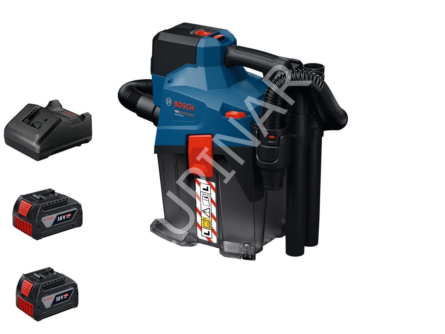 Bosch GAS 18V-6LS Akülü Islak/Kuru Süpürge Seti (2 x 4.0 Ah 18V Akü - 6 Litre) - 06019K2100-SET