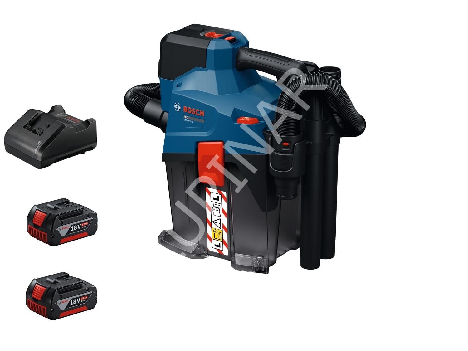 Bosch GAS 18V-6LS Akülü Islak/Kuru Süpürge Seti (2 x 5.0 Ah 18V Akü - 6 Litre) - 06019K2100-SET